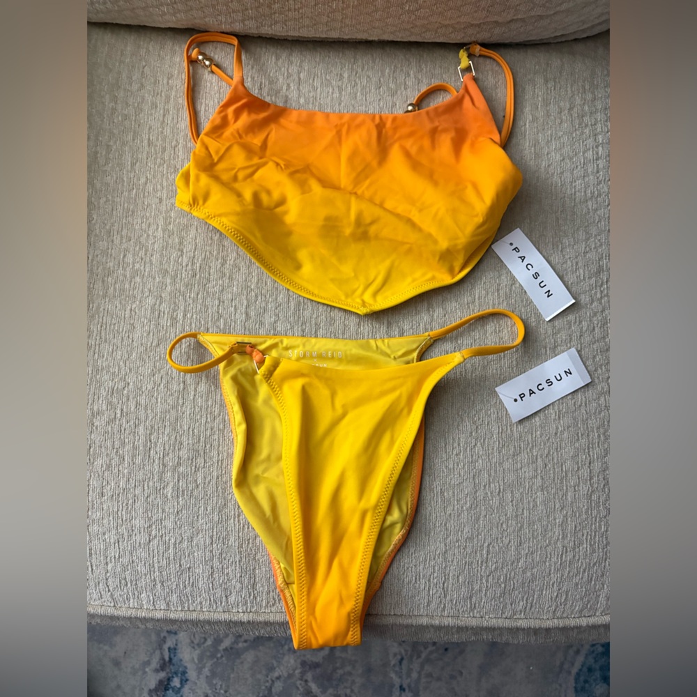 Storm Reid X PacSun Yellow and Orange Bikini Set